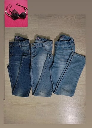 3 adet kız çocuğu kot pantalon 
