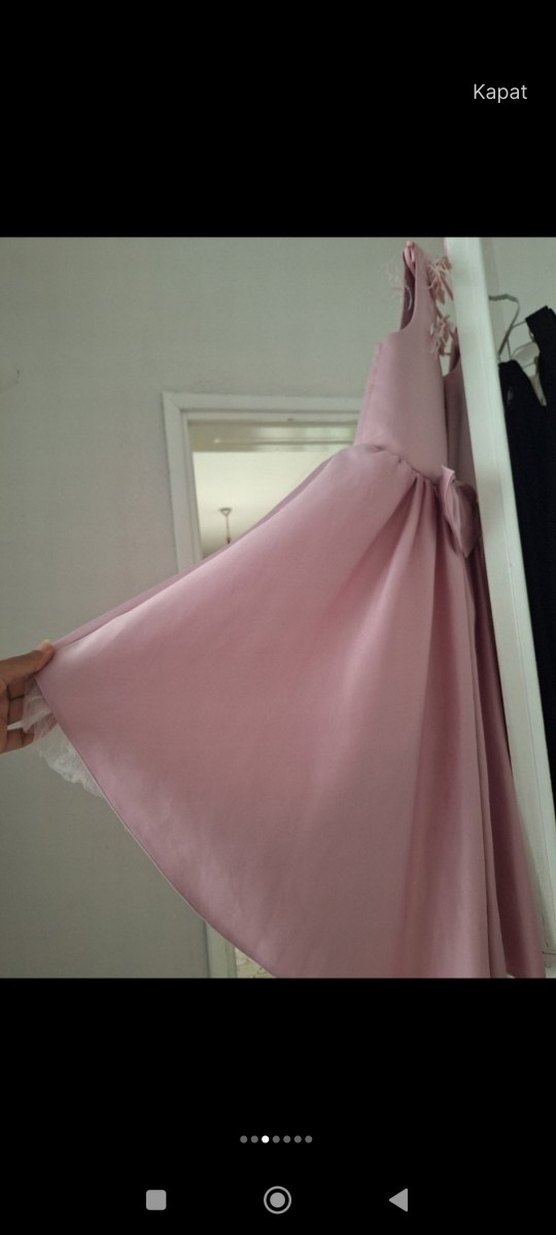 Pembe Çiçek Desenli Kız Çocuk Elbise - Görsel 3