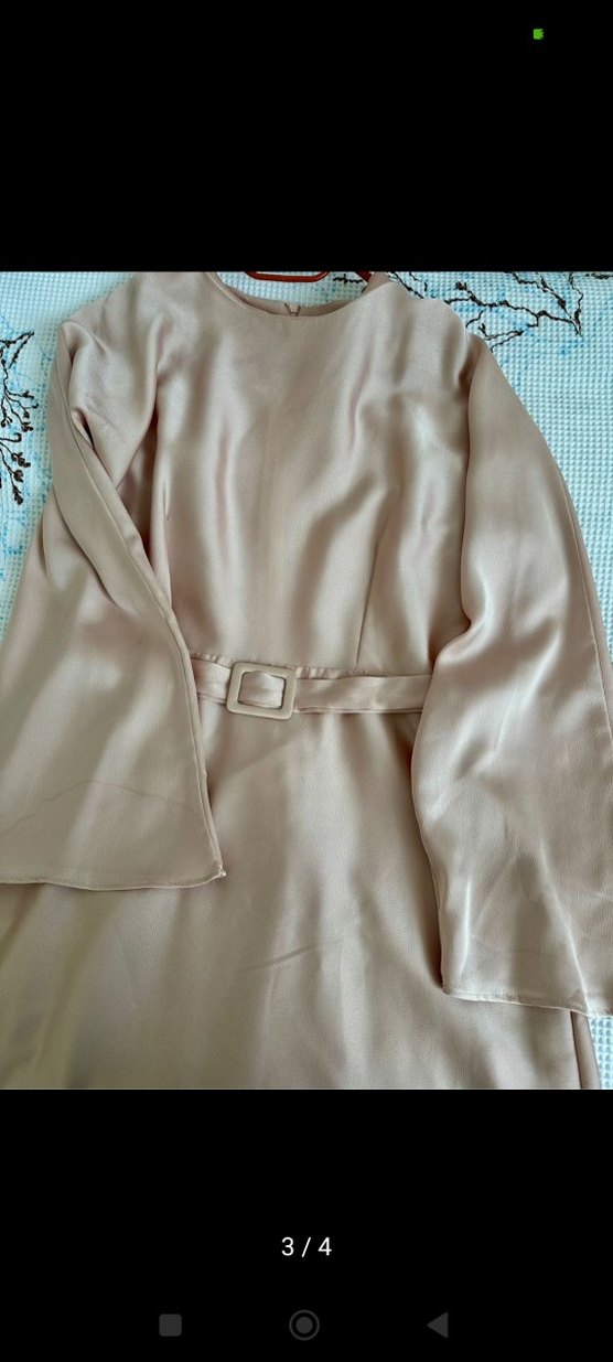 Bej Uzun Salaş Kadın Elbise - Görsel 3