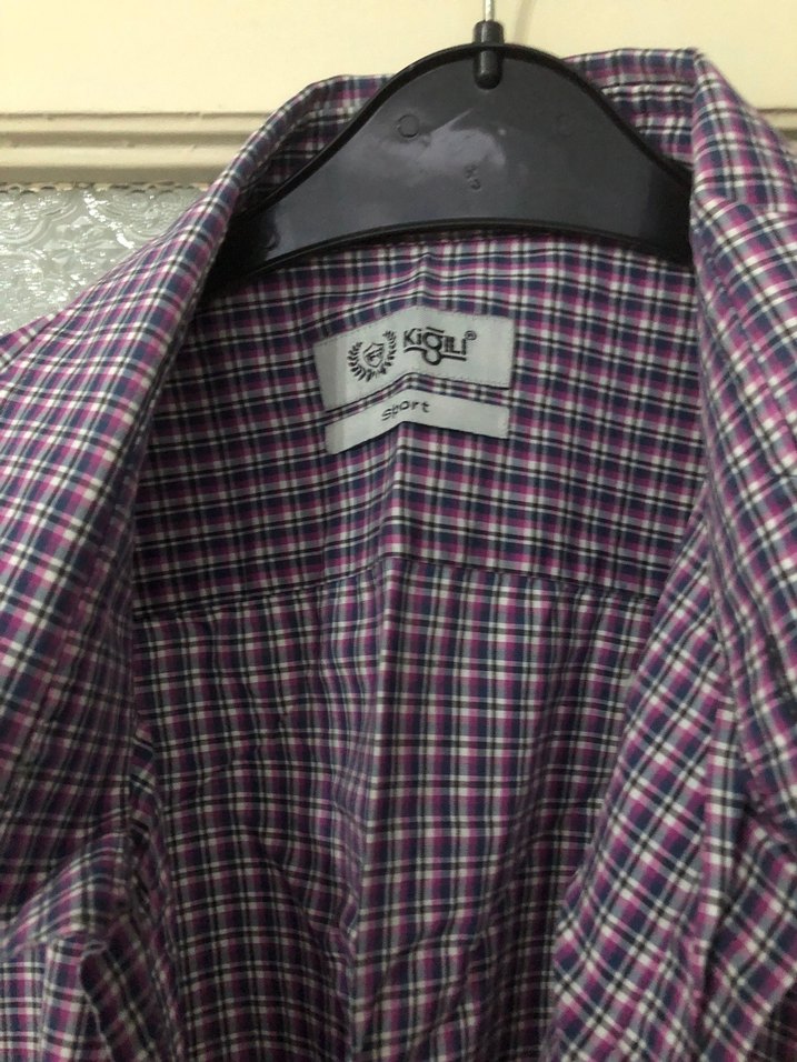 Mor Düğmeli Erkek Gömlek - Görsel 2