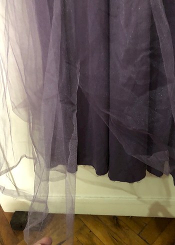 Uzun Mor İşlemeli Kadın Abiye Elbise - Görsel 6