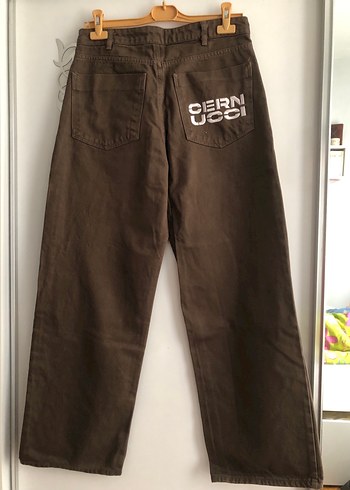 Kadın Kahverengi Bol Kesim Keten Pantolon - Görsel 2