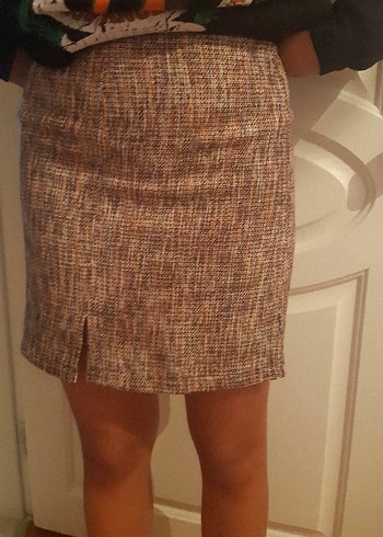 Kadın Kahverengi Midi Mini Etek - Görsel 3