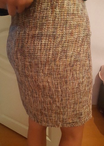 Kadın Kahverengi Midi Mini Etek - Görsel 2