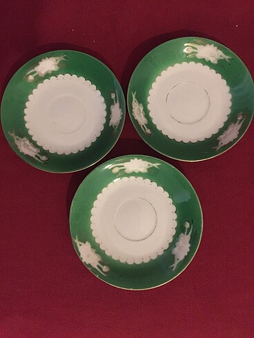 3adet porselen çay fincan tabağı damgalı