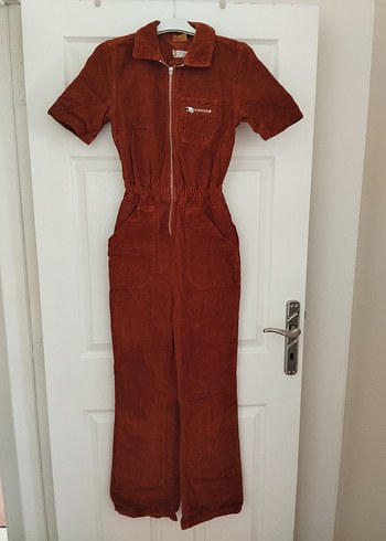 Kahverengi Kadın Süet Kısa Kollu Tulum - Görsel 2