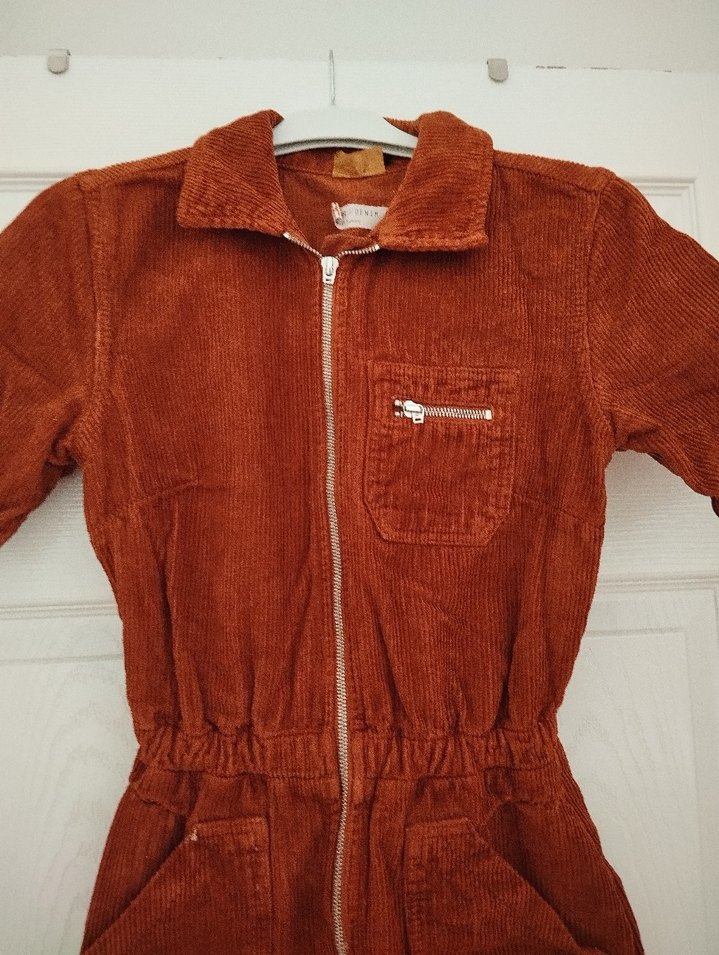 Kahverengi Kadın Süet Kısa Kollu Tulum - Görsel 3