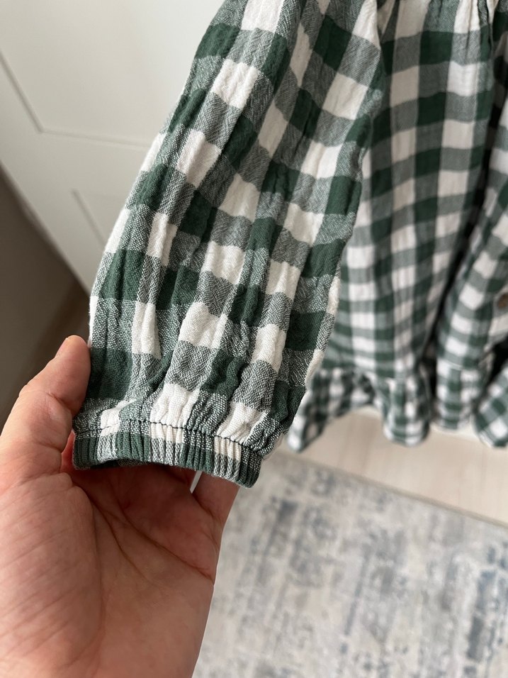 Düğmeli Ekose Kız Çocuk Elbise - Görsel 3