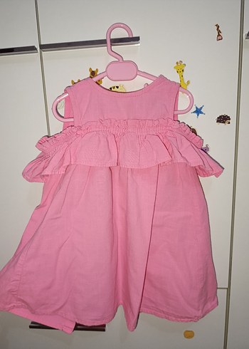 Pembe Kız Çocuk Fırfırlı Kolsuz Elbise