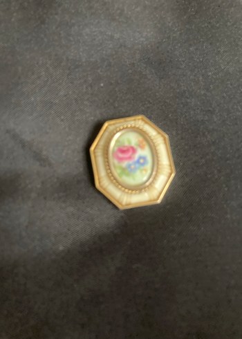 Beden Çiçek Desenli Vintage Broş antika porselen