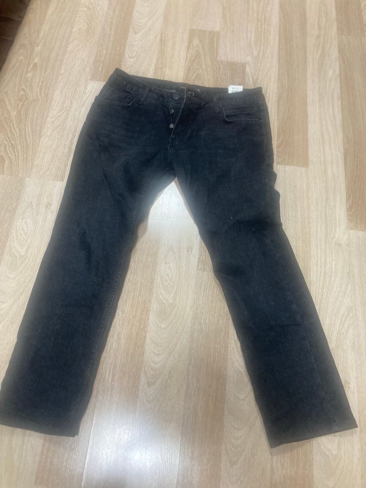 Düğmeli Siyah Erkek Kot Pantolon 34/32 - Görsel 2