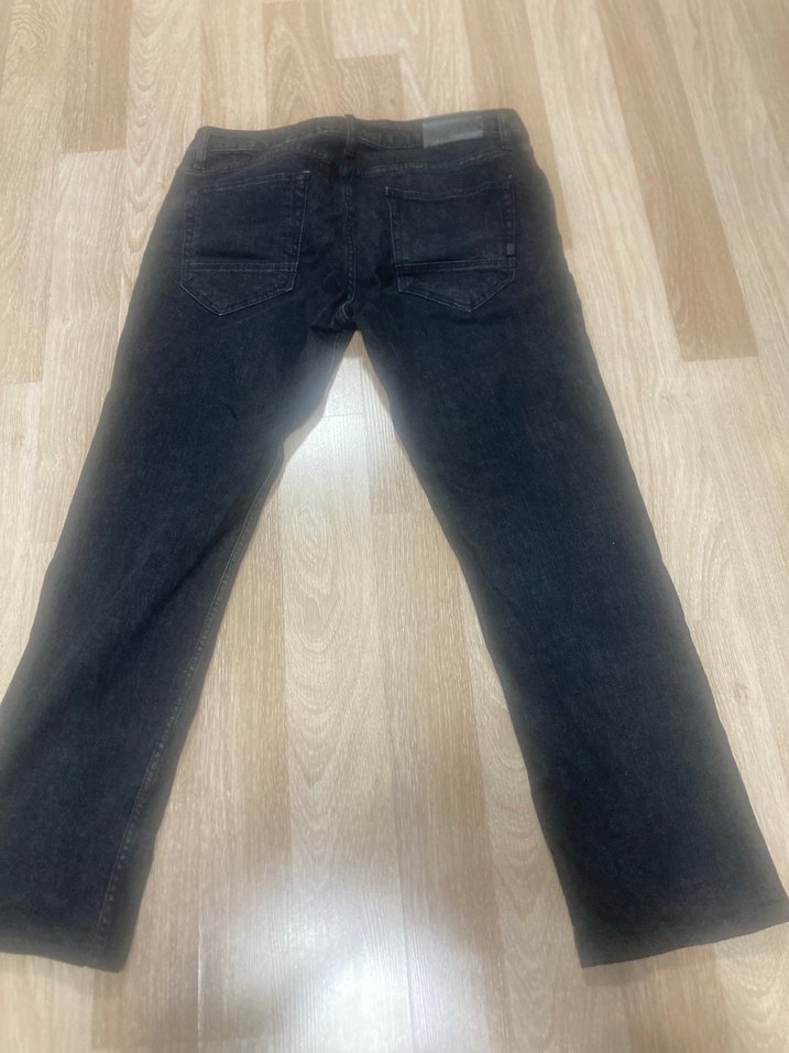 Düğmeli Siyah Erkek Kot Pantolon 34/32 - Görsel 4