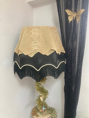 Tasarımcı Vintage el örmesi(tığ işi)lamba örtüsü