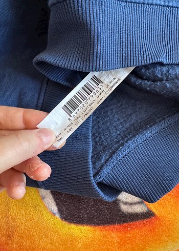 Paulmark Koyu Mavi Baskılı Oversize Sweatshirt