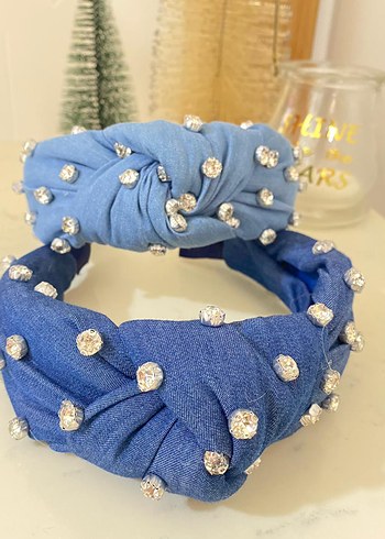 Boncuklu Denim Taç - Bohem Stil