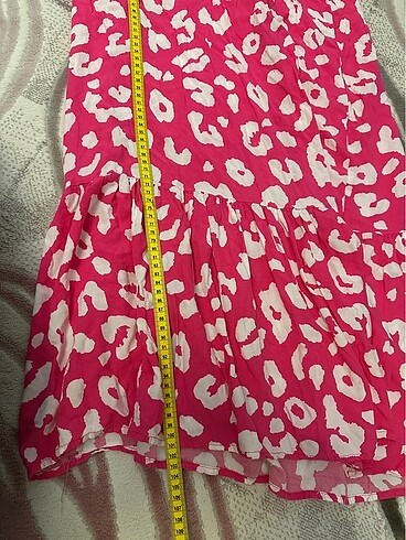 s Beden Elbise pembe kumaş desenli