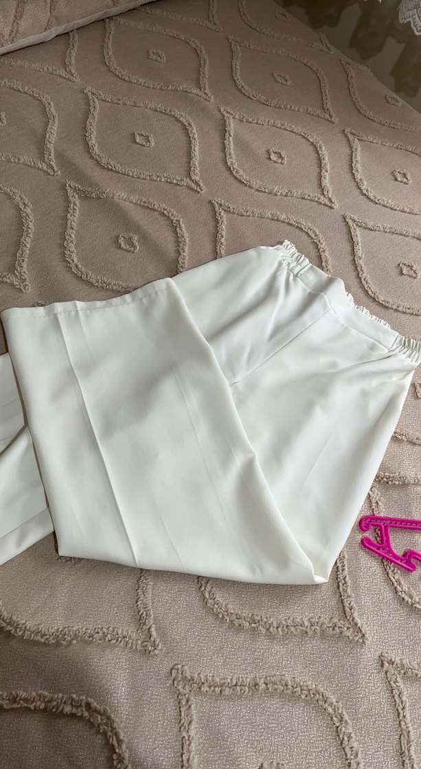 Beyaz Salaş Kadın Kumaş Pantolon - Görsel 2