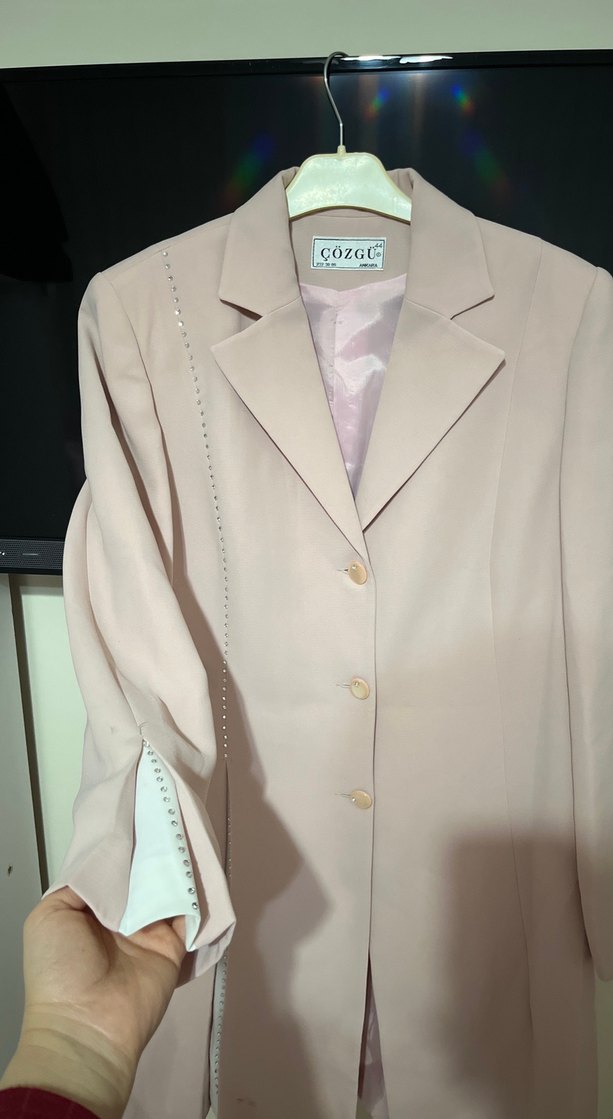 Pudra Rengi Uzun Kadın Kaban - Görsel 4