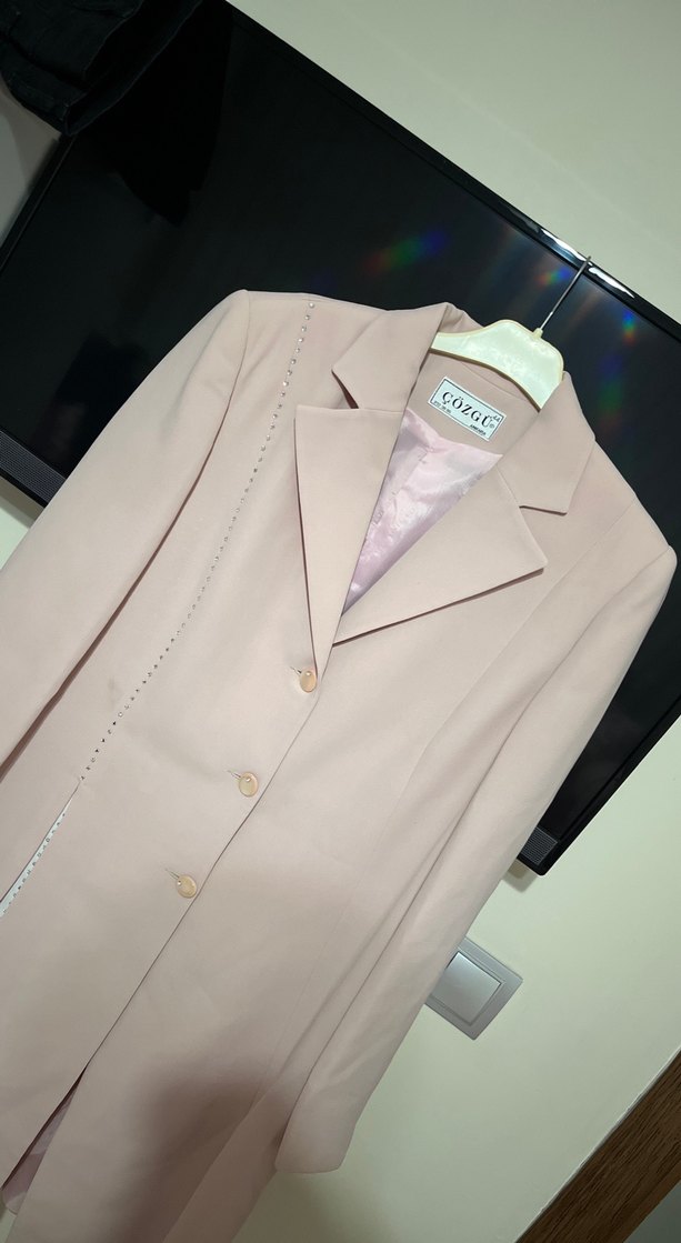 Pudra Rengi Uzun Kadın Kaban - Görsel 2