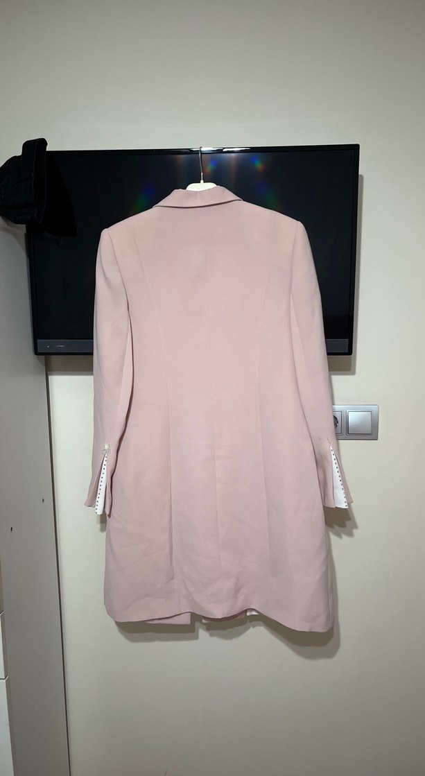 Pudra Rengi Uzun Kadın Kaban - Görsel 3