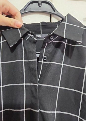 Siyah Kareli Midi Kuşaklı Uzun Kollu Elbise - Görsel 5