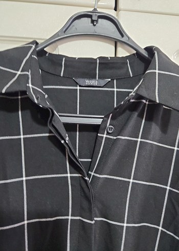 Siyah Kareli Midi Kuşaklı Uzun Kollu Elbise - Görsel 3