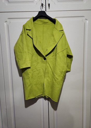 Yeşil Keten Kadın Uzun Ceket - Görsel 2