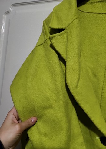 Yeşil Keten Kadın Uzun Ceket - Görsel 3