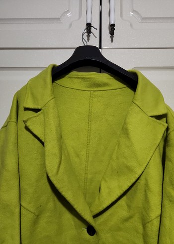 Yeşil Keten Kadın Uzun Ceket - Görsel 4