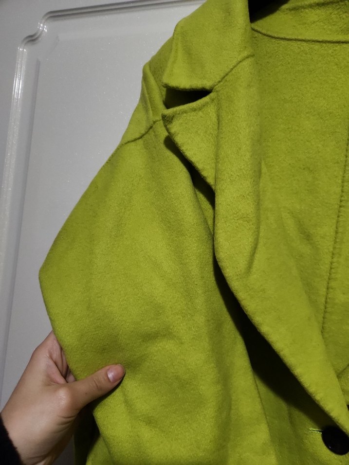 Yeşil Keten Kadın Uzun Ceket - Görsel 3