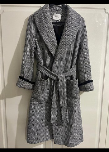 Gri Desenli Kadın Kaban - Görsel 7