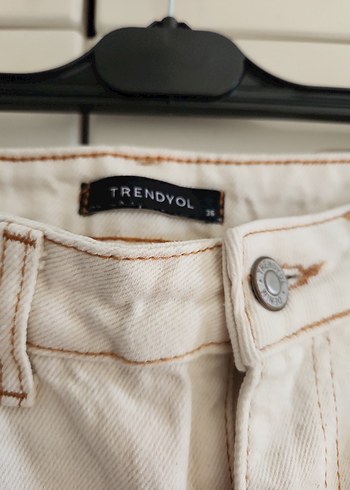 Bej Midi Boy Kadın Kot Pantolon - Görsel 3