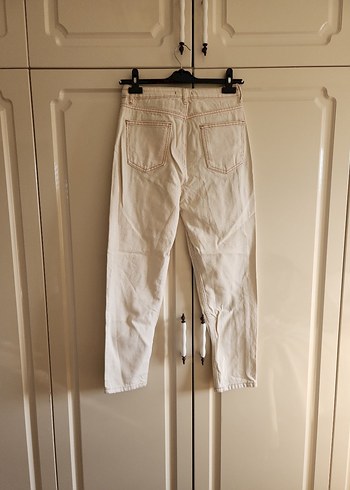 Bej Midi Boy Kadın Kot Pantolon - Görsel 4