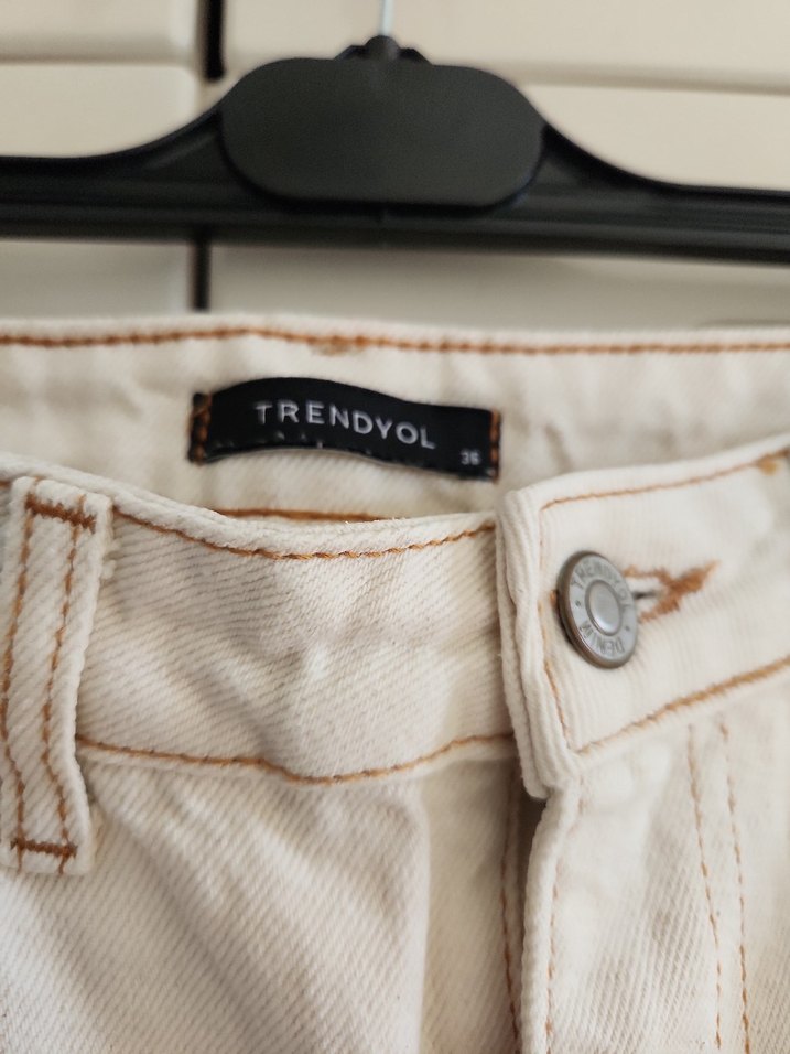 Bej Midi Boy Kadın Kot Pantolon - Görsel 3