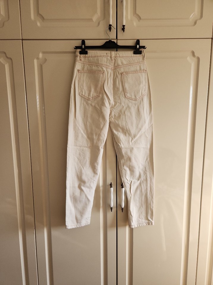 Bej Midi Boy Kadın Kot Pantolon - Görsel 4