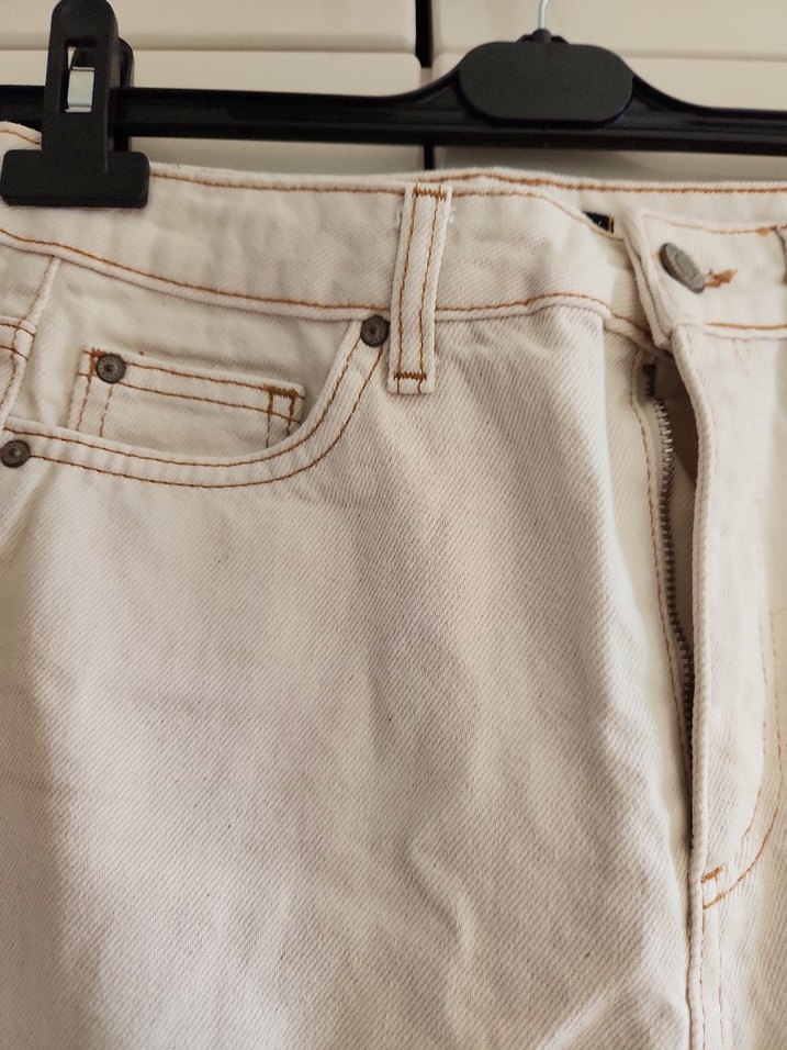 Bej Midi Boy Kadın Kot Pantolon - Görsel 2