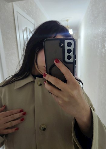 Bej Midi Kadın Trençkot Rahat Kesim - Görsel 5