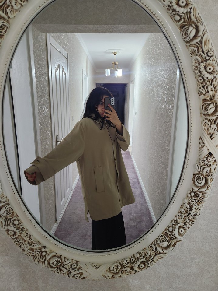 Bej Midi Kadın Trençkot Rahat Kesim - Görsel 3