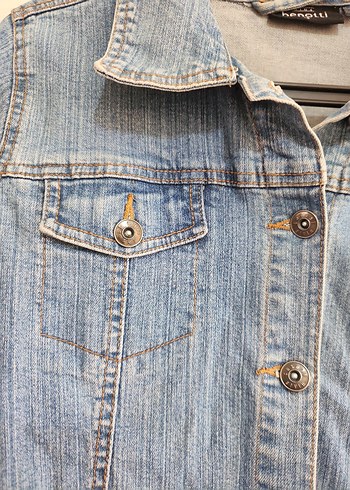 Düğmeli Kadın Denim Ceket - Görsel 3