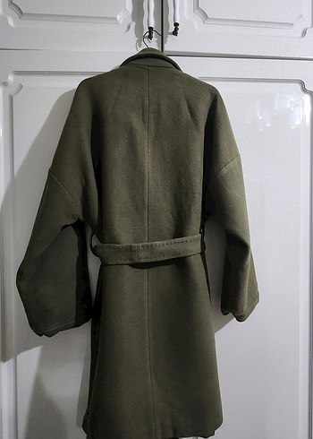 Kadın Yeşil Süet Kemerli Midi Kaban - Görsel 7