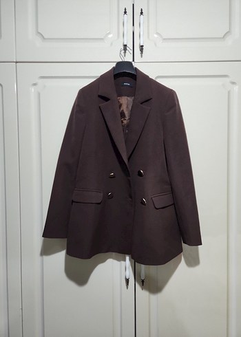 Kahverengi Düğmeli Kadın Blazer Ceket - Görsel 7
