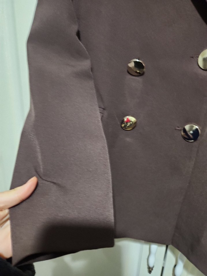 Kahverengi Düğmeli Kadın Blazer Ceket - Görsel 3