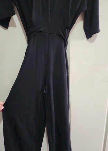 Drapeli Siyah Uzun Keten Elbise - Görsel 3