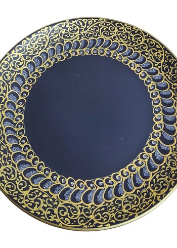Keramika Altın Yaldızlı Mat Siyah Tabak - Görsel 4