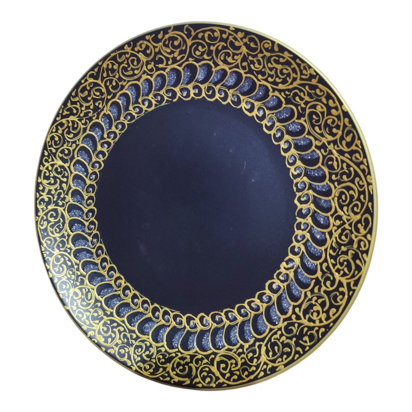 Keramika Altın Yaldızlı Mat Siyah Tabak - Görsel 2