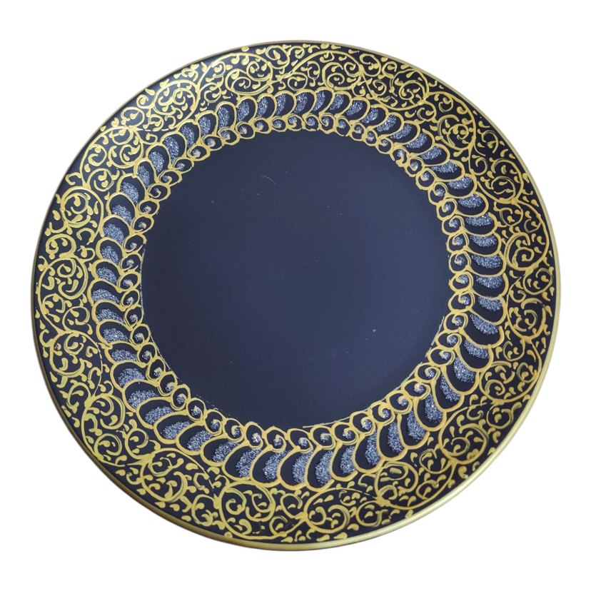 Keramika Altın Yaldızlı Mat Siyah Tabak - Görsel 4