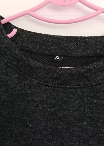 Diğer Gri Uzun Kollu Örgü Midi Kadın sweat tunik
