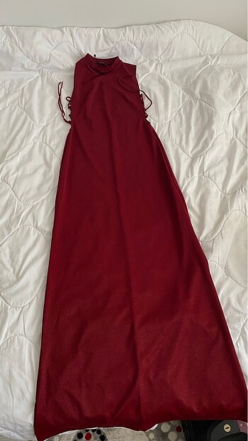 Bordo simli abiye