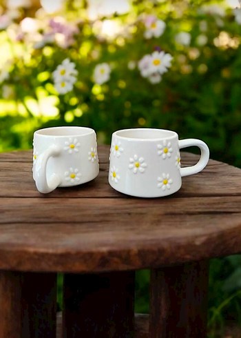 Zara Home Papatya Desenli Seramik Fincanlar