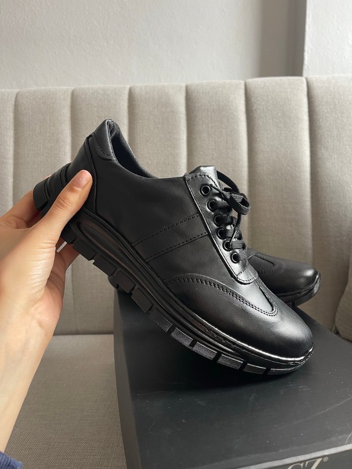 Siyah Bağcıklı kadın  Günlük Ayakkabı - Görsel 2